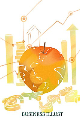 PSD 기호 화살표 돈 일러스트 비즈니스 표시 그래프 사람없음 달러 유로 원화 엔 사과 상승 국내일러스트 문자 컨셉 과일 재산 파일형식