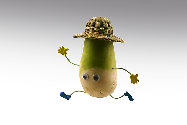 포토 JPG 스튜디오촬영 모자 잡화 음식 컨셉 채소 식재료 실내 의인화 사람없음 초록색 농작물 한개 무 밀짚모자 국내포토 모자_잡화 1 컬러 농업 뿌리채소 내부 파일형식