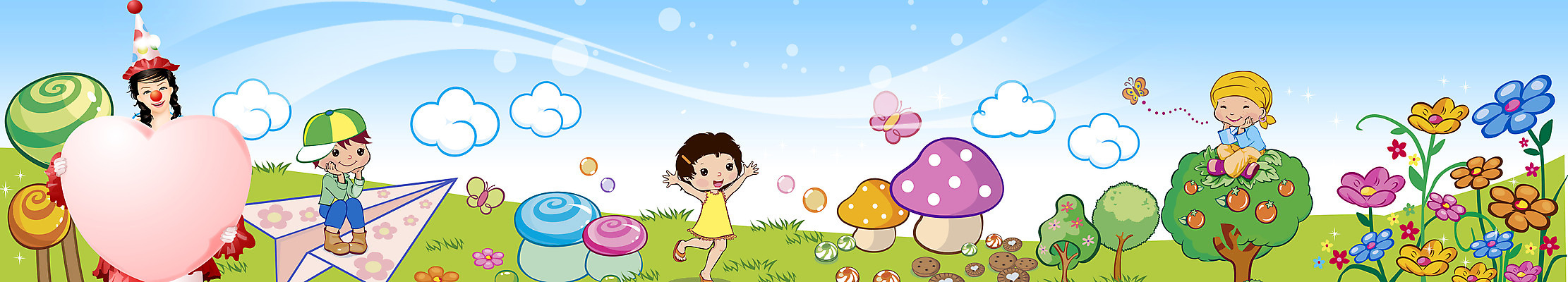 PSD 나무 식물 템플릿 배너 배너템플릿 여자 남자 가로배너 꽃 어린이 나비 놀이 사람 여러명 버섯 하트 종이비행기 어린이만 이미지템플릿 모양 다수 곤충 가로 종이접기 파일형식