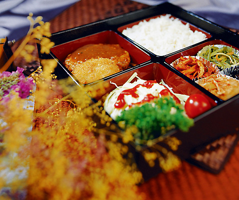 포토 JPG 음식 밥 반찬 사람없음 샐러드 돈가스 소프트포커스 도시락 도시락통 국내포토 촬영기법 용기_그릇 커틀릿 파일형식