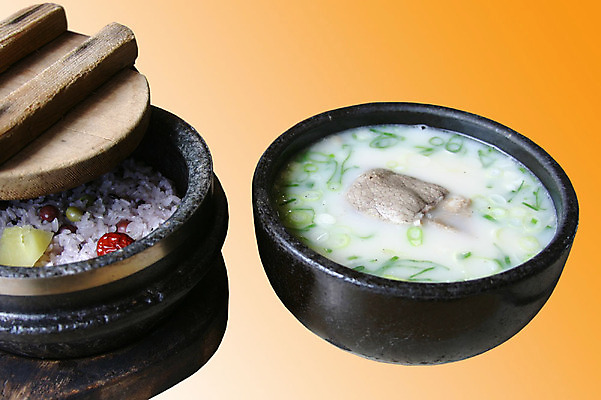 포토 JPG 한식 음식 실내 사람없음 뚜껑 뚝배기 설렁탕 노란배경 돌솥밥 잡곡밥 국내포토 백그라운드 밥 내부 노란색 탕 파일형식