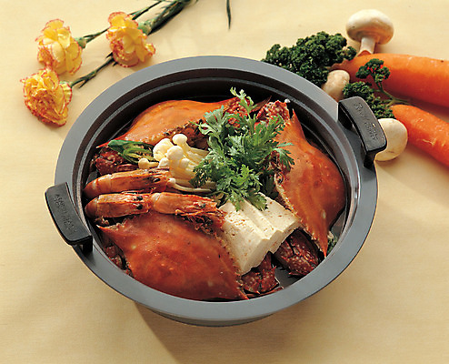 포토 JPG 한식 음식 채소 실내 사람없음 장식 장미 버섯 당근 브로콜리 해산물 해물탕 꽃게탕 전골냄비 국내포토 꽃 뿌리채소 내부 냄비 탕 파일형식