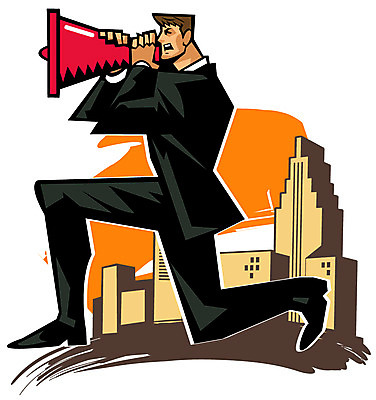EPS 남자 일러스트 비즈니스 한명 사람 빌딩 건물 확성기 도시 비즈니스맨 열정 남자만 남자한명만 국내일러스트 1 건축물 감정 직장인 파일형식 벡터