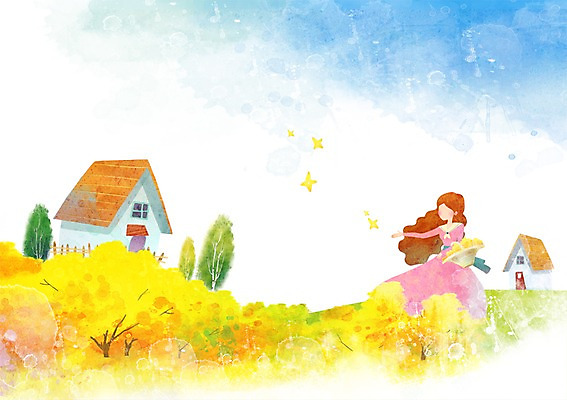 PSD 나무 사계절 계절 여자 꽃 백그라운드 일러스트 자연 하늘 주택 한명 사람 풍경 봄풍경 봄 개나리 꽃바구니 계절백그라운드 여자만 여자한명만 봄배경 국내일러스트 식물 1 건물 바구니 생태계 파일형식