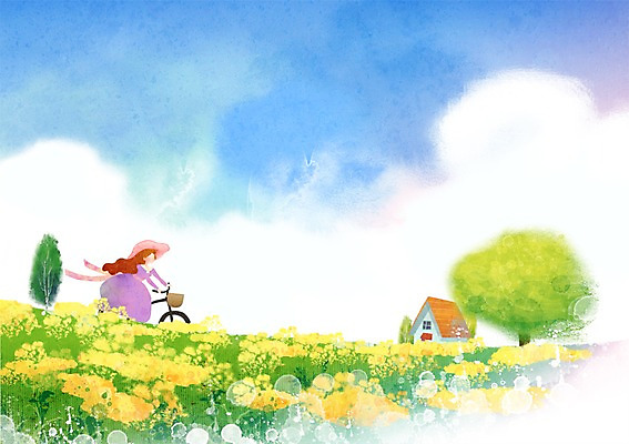 PSD 나무 구름 사계절 계절 여자 꽃 백그라운드 일러스트 자연 하늘 주택 한명 사람 풍경 소풍 노란색 자전거 봄풍경 봄 산책 오두막 유채 계절백그라운드 여자만 여자한명만 봄배경 국내일러스트 자연요소 식물 1 컬러 휴식 건물 야외활동 바이크 생태계 파일형식