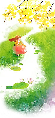 PSD 사계절 계절 여자 꽃 백그라운드 일러스트 자연 꽃나무 연꽃 한명 사람 풍경 잔디 봄풍경 봄 개울 개나리 계절백그라운드 여자만 여자한명만 봄배경 국내일러스트 나무 식물 1 강 생태계 파일형식