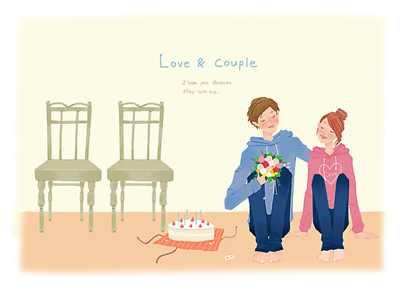 전신 PSD 커플 여자 남자 행복 꽃다발 의자 일러스트 함께함 사랑 미소 웃음 사람 앉기 이벤트 성인 두명 케이크 다정 성인만 국내일러스트 꽃 감정 가구 컨셉 관계 모션 디저트 표정 파일형식