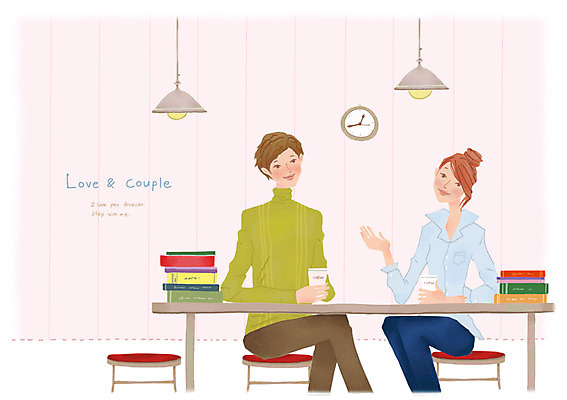 전신 PSD 커플 여자 남자 행복 커피 음료 시계 의자 일러스트 탁자 티타임 전등 함께함 대화 사랑 미소 웃음 사람 앉기 성인 두명 책 다정 차 성인만 국내일러스트 감정 가구 컨셉 관계 모션 휴식 조명 표정 말하기 파일형식