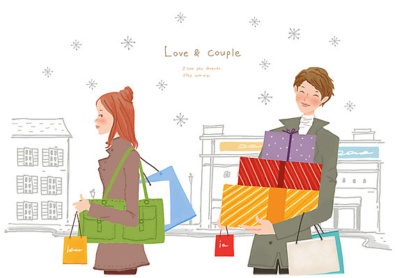 PSD 커플 여자 남자 행복 가방 데이트 일러스트 거리 함께함 선물 사랑 웃음 사람 상반신 성인 두명 건물 선물상자 쇼핑 상자 쇼핑백 다정 성인만 국내일러스트 건축물 잡화 감정 컨셉 관계 표정 파일형식