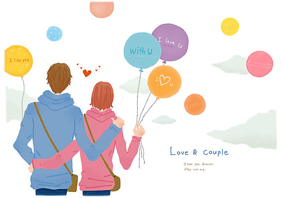 PSD 구름 커플 여자 남자 행복 데이트 일러스트 함께함 사랑 사람 상반신 성인 두명 다정 하트 커플티 풍선 성인만 국내일러스트 자연요소 모양 감정 컨셉 관계 커플룩 파일형식