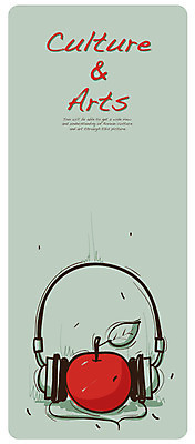 EPS 문화 예술 음악 백그라운드 과일 일러스트 사람없음 헤드폰 헤드셋 감상 사과 그림 국내일러스트 음향기기 문화예술 파일형식 벡터