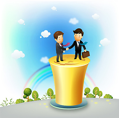 EPS 나무 구름 남자 무지개 서류가방 일러스트 비즈니스 악수 사람 20대 성인 두명 경제 달러 거래 모임 직장인 비즈니스맨 화폐기호 남자만 성인남자만 청년만 청년남자만 성인만 국내일러스트 자연요소 식물 직업 기호 돈 가방 손짓 청년 화폐 파일형식 벡터