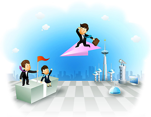 EPS 구름 여자 남자 서류가방 일러스트 비즈니스 사람 손짓 20대 성인 건물 세명 깃발 인사 직장인 비즈니스맨 비즈니스우먼 종이비행기 청년만 성인만 국내일러스트 자연요소 직업 건축물 가방 모션 청년 예절 종이접기 파일형식 벡터