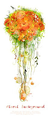 PSD 식물 꽃 백그라운드 꽃백그라운드 일러스트 여름꽃 사람없음 여름 주황색 식물백그라운드 꽃말 능소화 국내일러스트 계절 컬러 파일형식 여름_계절