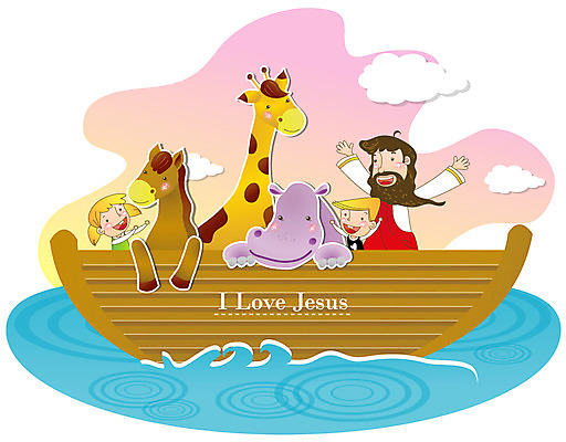 EPS 동물 구름 행복 기독교 종교 어린이 바다 일러스트 하늘 미소 웃음 사람 소녀 소년 세명 믿음 희망 말_동물 예수 기린 하마 노아의방주 방주 선박 국내일러스트 자연요소 여자 남자 감정 수상교통 포유류 표정 신_종교 파일형식 벡터