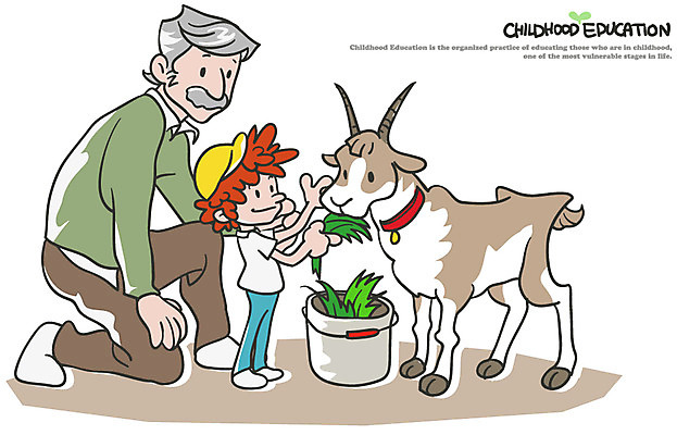 EPS 동물 백인 학생 어린이교육 교육 남자 어린이 남학생 일러스트 함께함 사람 소년 성인 두명 교사 도움 풀 먹이 산양 남자만 국내일러스트 서양인 식물 직업 컨셉 양 멸종위기동물 파일형식 벡터