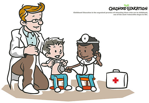 EPS 전신 백인 학생 어린이교육 교육 남자 어린이 남학생 흑인 일러스트 청진기 놀이 함께함 병원 사람 앉기 동양인 소년 성인 세명 교사 의사 도움 남자만 국내일러스트 서양인 직업 컨셉 의학 의료기기 모션 인종 의료진 파일형식 벡터