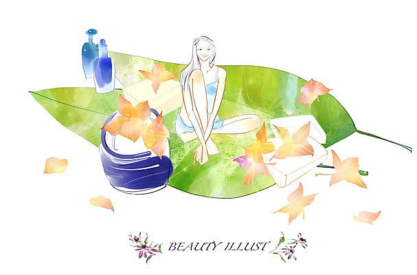 전신 PSD 라이프스타일 여자 꽃잎 꽃 잎 일러스트 유리병 휴식 나뭇잎 사람 앉기 20대 라이프 30대 뷰티 스파 화장품 변화 병 여자만 성인여자만 성인만 국내일러스트 식물 식기 컨셉 모션 병_용기 청년 생활 장년 파일형식