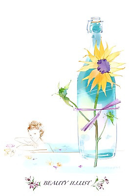 PSD 라이프스타일 여자 꽃 일러스트 유리병 휴식 해바라기 사람 상반신 20대 라이프 30대 뷰티 스파 변화 병 순수 여자만 성인여자만 성인만 국내일러스트 식물 식기 컨셉 병_용기 청년 생활 장년 파일형식