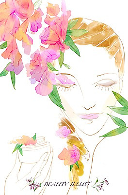 PSD 라이프스타일 여자 꽃 일러스트 사람 20대 라이프 30대 뷰티 화장품 변화 크림 여자만 성인여자만 성인만 국내일러스트 식물 컨셉 청년 생활 장년 파일형식