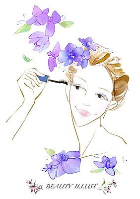 PSD 라이프스타일 여자 꽃잎 꽃 얼굴 일러스트 갈색머리 미소 사람 20대 라이프 30대 화장 뷰티 화장품 변화 마스카라 여자만 성인여자만 성인만 국내일러스트 식물 헤어스타일 컨셉 표정 청년 생활 신체부위 장년 파일형식