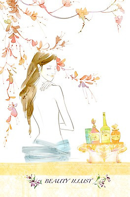 PSD 라이프스타일 여자 꽃 일러스트 휴식 미소 사람 상반신 20대 라이프 30대 뷰티 변화 순수 스파용품 여자만 성인여자만 성인만 국내일러스트 식물 컨셉 표정 청년 생활 장년 스파 오브젝트 파일형식