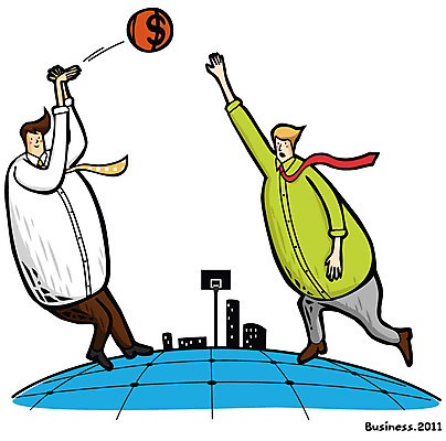 EPS 전신 기호 남자 스포츠 돈 일러스트 비즈니스 공 농구 농구공 서기 미소 웃음 사람 빌딩 두명 건물 비즈니스라이프 달러 경쟁 직장인 비즈니스맨 남자만 국내일러스트 직업 문자 라이프스타일 건축물 컨셉 모션 표정 구기 재산 파일형식 벡터