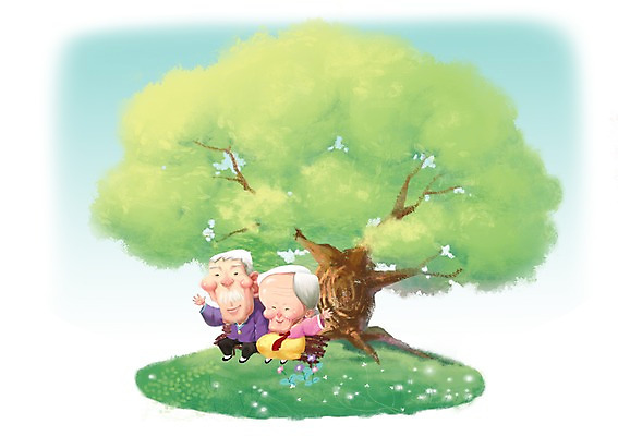 PSD 나무 여자 할아버지 노년 남자 할머니 벤치 일러스트 희망프로젝트 사랑 웃음 사람 두명 노부부 희망 도움 사회 사회이슈 사회복지 복지 노인만 성인만 국내일러스트 식물 부부 감정 컨셉 의자 표정 성인 공동체 파일형식