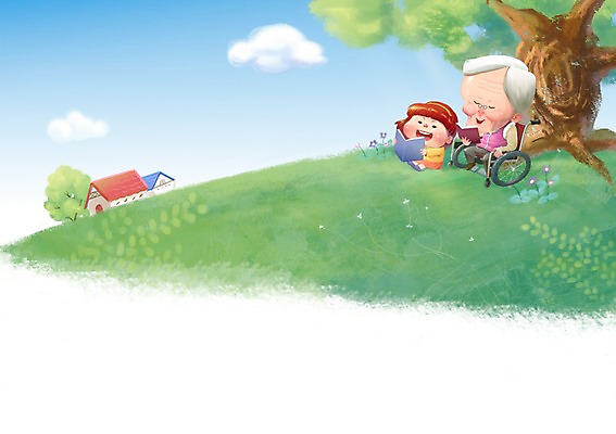 PSD 나무 여자 노년 할머니 일러스트 주택 희망프로젝트 사랑 사람 잔디 두명 책 독서 희망 도움 사회 사회이슈 사회복지 복지 언덕 휠체어 여자만 성인여자만 노인만 성인만 노인여자만 국내일러스트 식물 감정 컨셉 성인 건물 공동체 파일형식