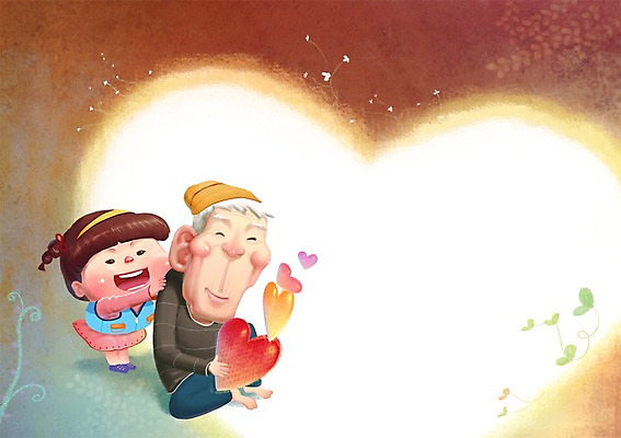 PSD 식물 할아버지 노년 남자 어린이 일러스트 희망프로젝트 사랑 미소 웃음 사람 소녀 두명 희망 하트 봉사 도움 풀 사회 사회이슈 사회복지 복지 독거노인 국내일러스트 모양 여자 감정 컨셉 표정 성인 공동체 파일형식