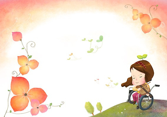 PSD 나무 여자 꽃 악기 일러스트 희망프로젝트 사랑 한명 사람 희망 도움 사회 장애인 사회이슈 사회복지 복지 바이올린 언덕 휠체어 여자만 여자한명만 국내일러스트 식물 1 감정 음악 컨셉 현악기 장애 공동체 파일형식