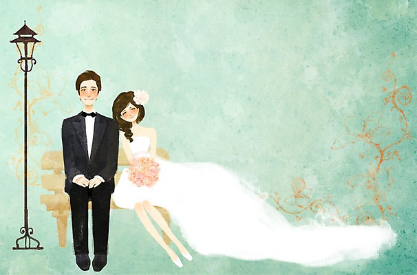 전신 PSD 커플 여자 남자 행복 신부 부케 웨딩드레스 신랑 결혼 가로등 벤치 일러스트 사랑 미소 웃음 사람 앉기 정장 턱시도 성인 두명 기댐 축하 축복 어깨 성인만 국내일러스트 드레스 옷 공공시설 감정 꽃다발 컨셉 의자 관계 모션 표정 이벤트 신체부위 파일형식