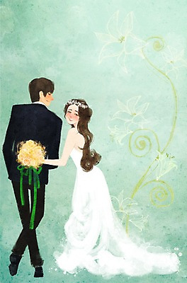 전신 PSD 커플 여자 남자 꽃 행복 신부 부케 웨딩드레스 신랑 결혼 일러스트 사랑 서기 미소 웃음 사람 정장 턱시도 성인 두명 장식 축하 축복 성인만 국내일러스트 식물 드레스 옷 감정 꽃다발 컨셉 관계 모션 표정 이벤트 파일형식