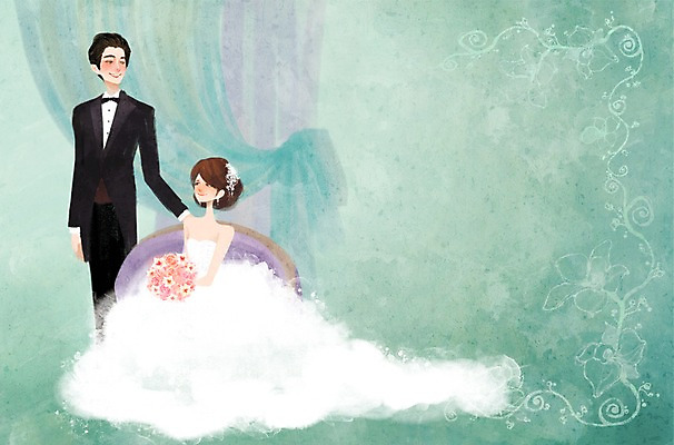 전신 PSD 커플 여자 남자 행복 신부 부케 웨딩드레스 신랑 결혼 일러스트 사랑 미소 웃음 사람 앉기 정장 턱시도 성인 두명 소파 축하 커튼 축복 성인만 국내일러스트 드레스 옷 감정 꽃다발 컨셉 의자 관계 모션 표정 이벤트 파일형식