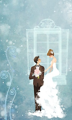 전신 PSD 커플 여자 남자 행복 신부 부케 웨딩드레스 신랑 결혼 일러스트 창문 사랑 미소 웃음 사람 정장 턱시도 성인 두명 마주보기 축하 축복 성인만 국내일러스트 드레스 옷 감정 꽃다발 컨셉 관계 모션 표정 이벤트 파일형식