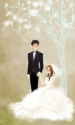 전신 PSD 나무 커플 여자 남자 행복 신부 웨딩드레스 신랑 결혼 일러스트 조명 사랑 미소 웃음 사람 정장 턱시도 성인 두명 축하 축복 성인만 국내일러스트 식물 드레스 옷 감정 컨셉 관계 표정 이벤트 파일형식