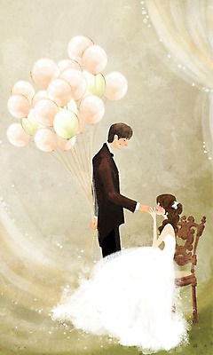 전신 PSD 커플 여자 남자 행복 신부 웨딩드레스 신랑 결혼 의자 일러스트 사랑 미소 웃음 사람 앉기 정장 턱시도 성인 두명 마주보기 축하 축복 풍선 성인만 국내일러스트 드레스 옷 감정 가구 컨셉 관계 모션 표정 이벤트 파일형식