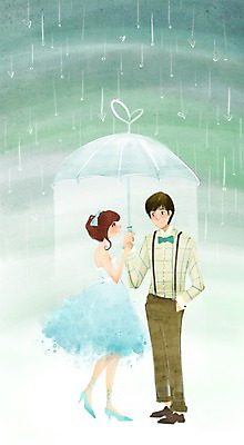 전신 PSD 커플 여자 남자 행복 신부 웨딩드레스 신랑 결혼 일러스트 우산 사랑 서기 미소 웃음 사람 성인 두명 축하 비 축복 성인만 국내일러스트 자연요소 드레스 감정 컨셉 관계 모션 날씨 표정 이벤트 파일형식