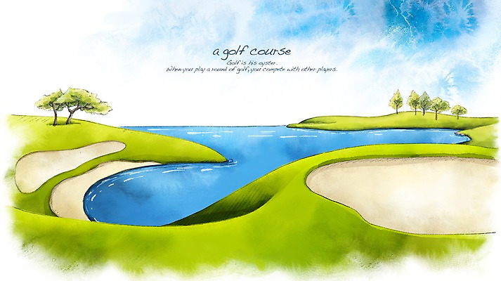 PSD 나무 모래 스포츠 바다 백그라운드 곡선 골프 일러스트 스포츠시설 골프장 필드 하늘 레저 수채화 풍경 잔디 사람없음 초록색 레포츠 구기 손그림 국내일러스트 식물 선 컬러 시설 파일형식