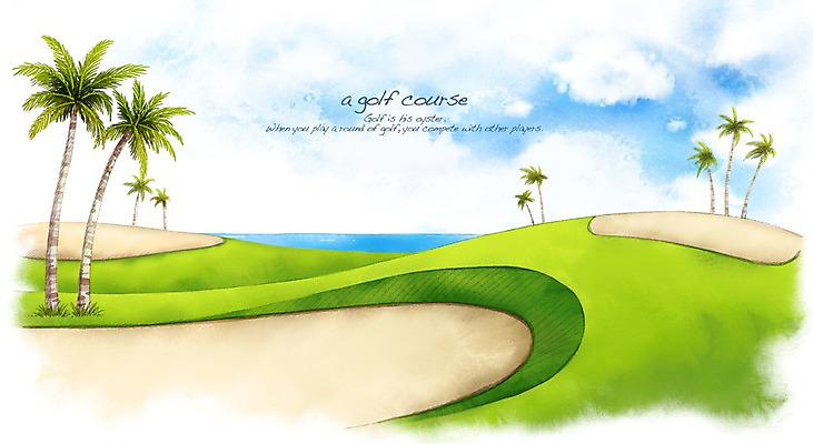 PSD 나무 모래 스포츠 바다 백그라운드 골프 일러스트 스포츠시설 골프장 필드 하늘 레저 열대 수채화 풍경 잔디 사람없음 초록색 레포츠 구기 손그림 국내일러스트 식물 컬러 시설 파일형식
