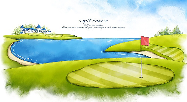 PSD 나무 모래 스포츠 바다 백그라운드 골프 일러스트 스포츠시설 골프장 필드 하늘 호텔 레저 수채화 풍경 잔디 사람없음 건물 초록색 레포츠 구기 깃발 언덕 손그림 국내일러스트 식물 건축물 컬러 숙소 시설 파일형식