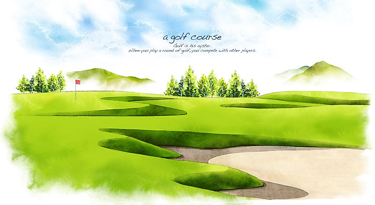 PSD 나무 모래 스포츠 백그라운드 골프 일러스트 스포츠시설 골프장 필드 하늘 레저 수채화 그림자 풍경 잔디 사람없음 초록색 레포츠 구기 깃발 손그림 국내일러스트 식물 컬러 시설 파일형식
