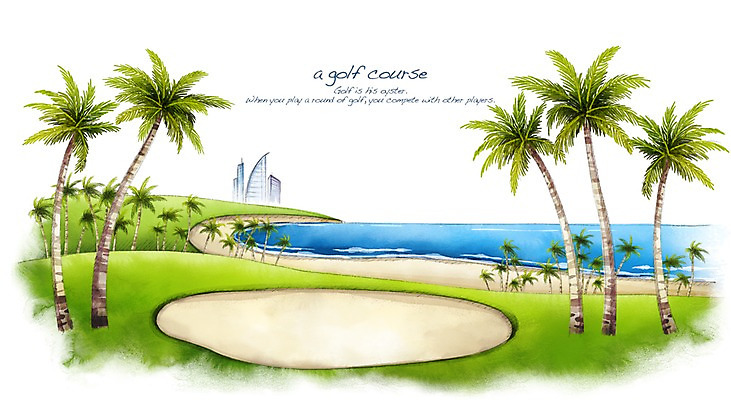 PSD 나무 모래 스포츠 바다 백그라운드 골프 일러스트 스포츠시설 골프장 필드 하늘 레저 열대 수채화 풍경 잔디 해변 사람없음 초록색 레포츠 야자수 구기 도심 손그림 국내일러스트 식물 컬러 도시 시설 파일형식