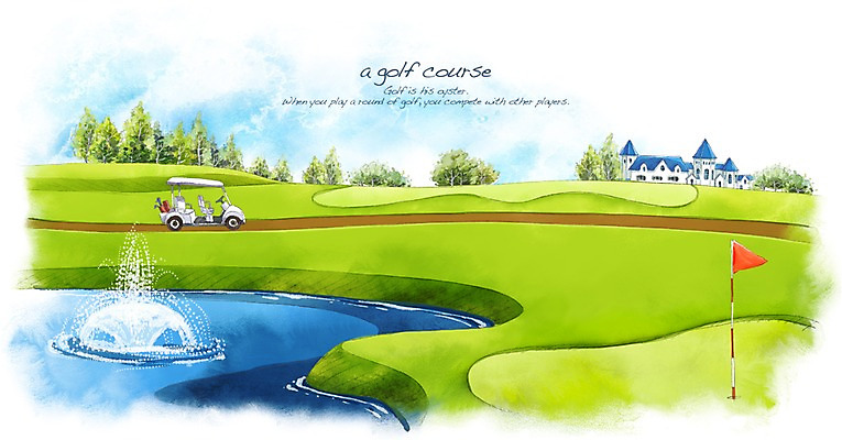 PSD 나무 길 호수 스포츠 백그라운드 골프 일러스트 스포츠시설 골프장 필드 하늘 호텔 레저 수채화 풍경 잔디 사람없음 초록색 레포츠 구기 깃발 분수 손그림 골프카트 국내일러스트 식물 컬러 숙소 골프용품 시설 파일형식