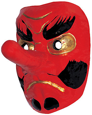 포토 JPG 스튜디오촬영 얼굴 컬러 전통소품 실내 표정 가면 누끼 사람없음 빨간색 한개 일본 얼굴모양 오브젝트 도깨비 코 탈 일본탈 국내포토 모양 1 전통 아시아 내부 신체부위 일본전통 파일형식