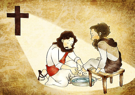 PSD 남자 기독교 종교 십자가 일러스트 발 부활절 사랑 사람 두명 믿음 예수 씻기 제자 대야 남자만 국내일러스트 기념일 감정 신체부위 청결 신_종교 파일형식