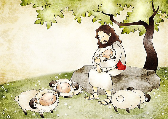 PSD 나무 동물 남자 기독교 종교 여러마리 일러스트 하늘 부활절 사랑 한명 사람 초원 믿음 양 예수 양떼 남자한명만 국내일러스트 식물 1 기념일 감정 다수 포유류 신_종교 남자만 파일형식