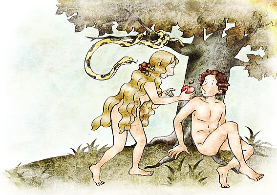 PSD 동물 여자 남자 기독교 종교 일러스트 부활절 사랑 사람 두명 믿음 예수 뱀 사과 사과나무 선악과 아담 에덴동산 이브 국내일러스트 나무 기념일 감정 과일 파충류 신_종교 파일형식