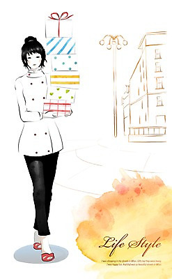 전신 PSD 우먼라이프 라이프스타일 여자 길 가로등 일러스트 거리 선물 한명 서기 사람 건물 라이프 선물상자 쇼핑 여자만 여자한명만 국내일러스트 1 건축물 공공시설 모션 생활 상자 파일형식