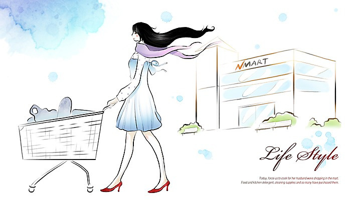 전신 PSD 우먼라이프 라이프스타일 여자 일러스트 한명 서기 사람 건물 라이프 카트 쇼핑카 시장 장 마트 여자만 여자한명만 국내일러스트 1 건축물 모션 생활 쇼핑 상점 파일형식